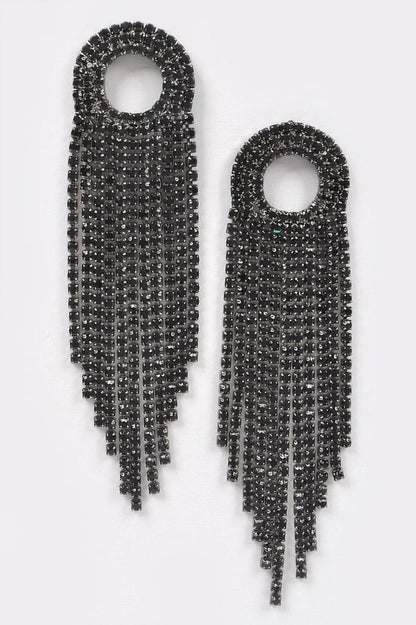BROADWAY Rhinestone Fringe Drop Earrings: NYFW BYMANYC ® New York