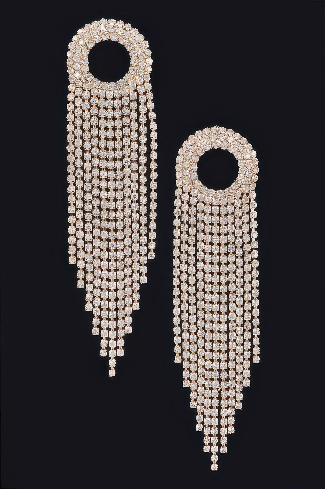 BROADWAY Rhinestone Fringe Drop Earrings: NYFW BYMANYC ® New York