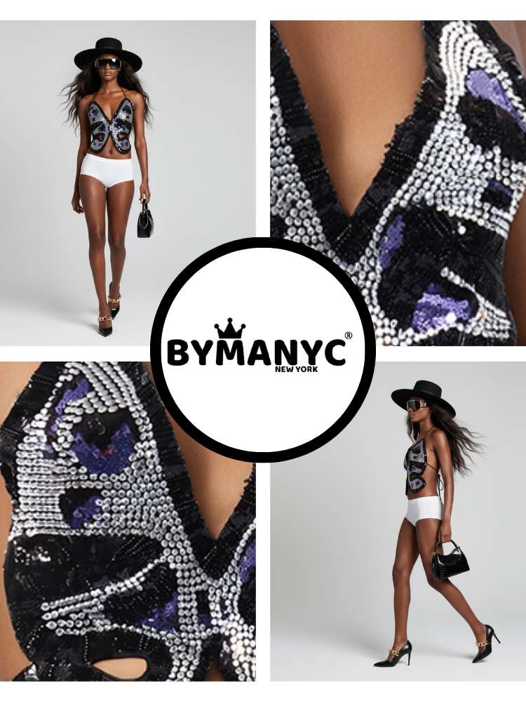 BROOKLYN Sequin Crop Top NYFW New Colecction BYMANYC ® New York