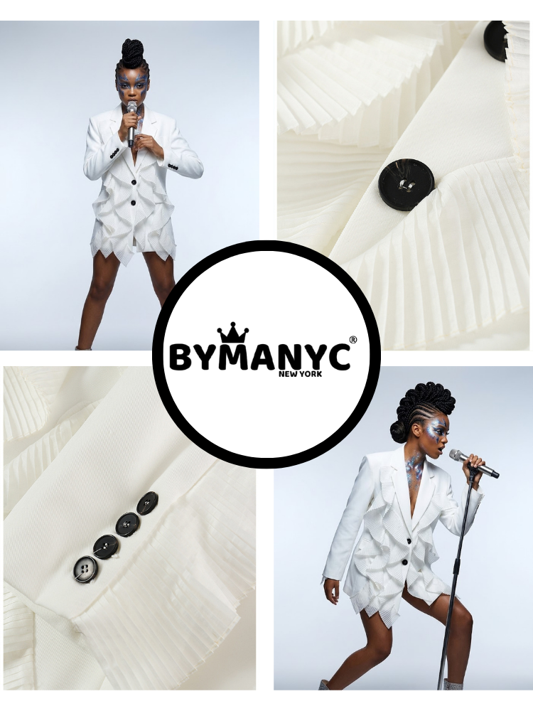BRYANT Pleated Ruffle Blazer | Couture BYMANYC ® New York