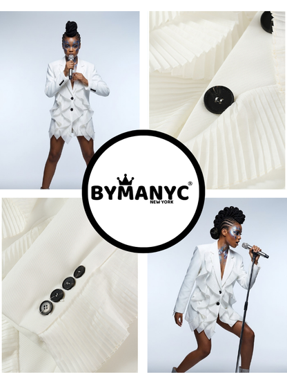 BRYANT Pleated Ruffle Blazer | Couture BYMANYC ® New York