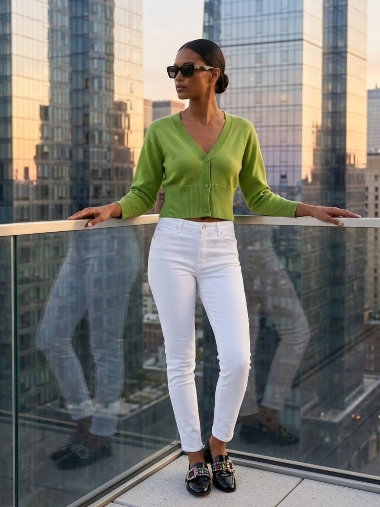 BRYANT Women's Green Knit Cardigan Prêt-À-Porter BYMANYC ® New York