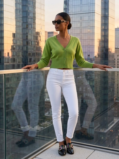 BRYANT Women's Green Knit Cardigan Prêt-À-Porter BYMANYC ® New York