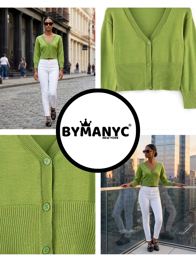 BRYANT Women's Green Knit Cardigan Prêt-À-Porter BYMANYC ® New York
