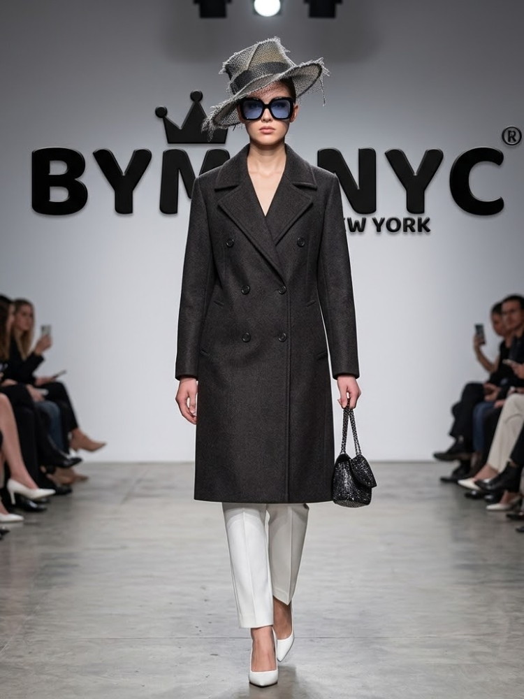 Women's Dark Espresso Double-Breasted Long Wool-Blend Coat BYMANYC ® New York CONTEMPORARY VIBRANT MODERN FASHION - New Collection