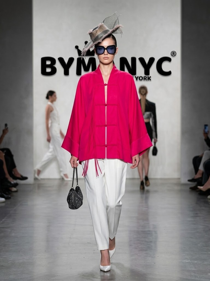 Women's Magenta Knot-Closure Kimono Jacket BYMANYC ® New York CONTEMPORARY VIBRANT MODERN FASHION - New Collection