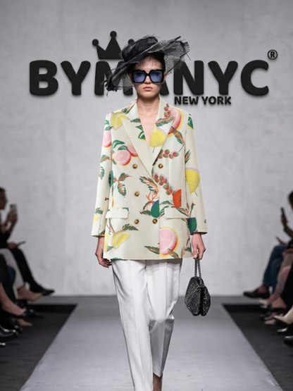 Women's Tropical Botanical Printed Double-Breasted Blazer BYMANYC ® New York CONTEMPORARY VIBRANT MODERN FASHION - New Collection