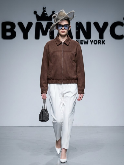 Women's Suede Bomber Jacket BYMANYC ® New York CONTEMPORARY VIBRANT MODERN FASHION - New Collection