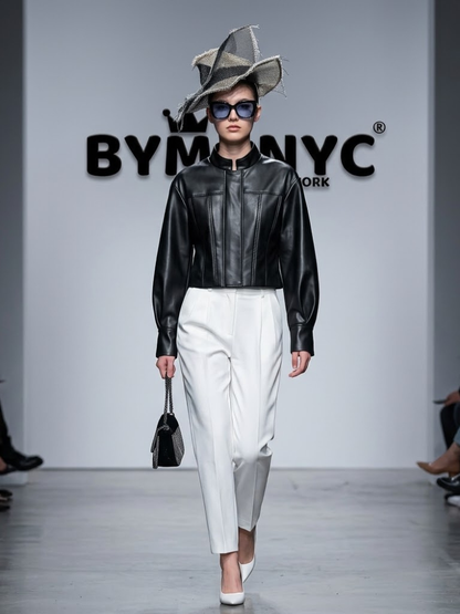Women's Faux Leather Cropped Jacket BYMANYC ® New York CONTEMPORARY VIBRANT MODERN FASHION - New Collection