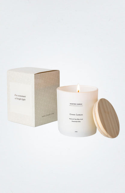 Green Lemon Soy Candle – Natural Aromatherapy Glass Jar