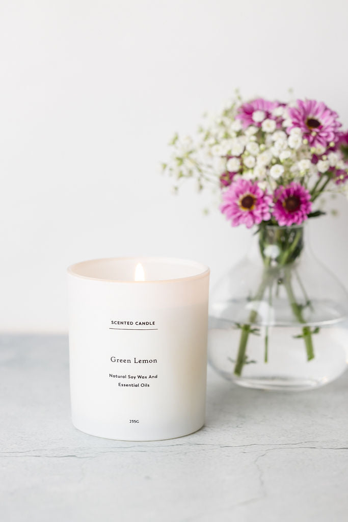 Green Lemon Soy Candle – Natural Aromatherapy Glass Jar