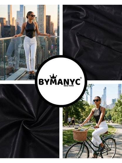Black DUMBO Waxed Halter Top Prêt-À-Porter BYMANYC ® New York