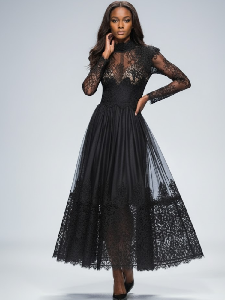 Black Midi Party Dress PARK SLOPE: Prêt-À-Porter Line BYMANYC ® New York