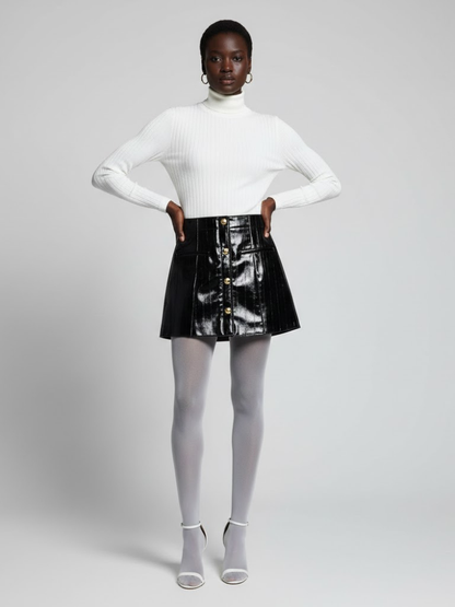 Black Patent Vegan Leather Mini Skirt BOWERY: New Colección COUTURE in NOLITA - BYMANYC ® New York