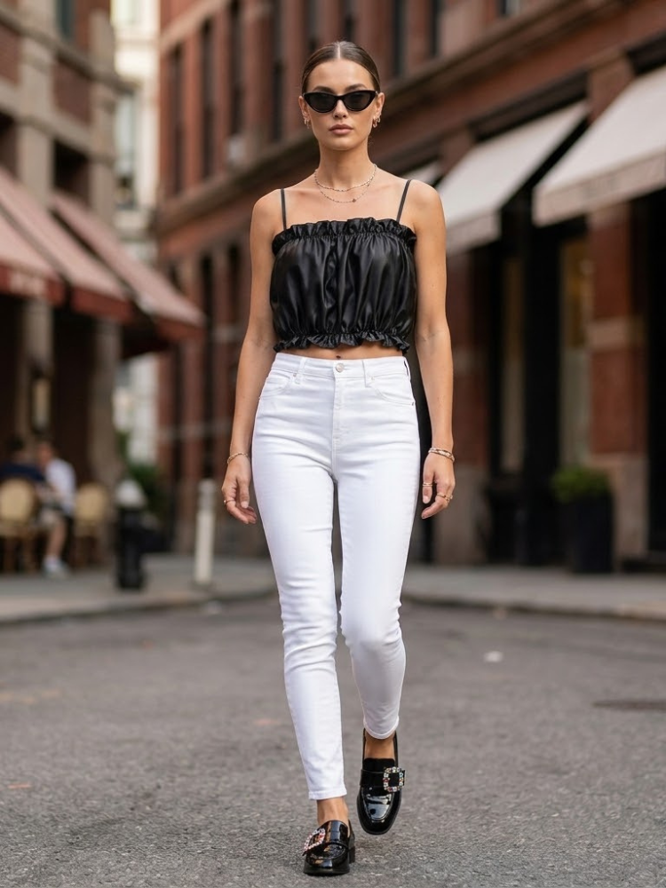 Black SOHO Satin Ruched Top Prêt-À-Porter BYMANYC ® New York