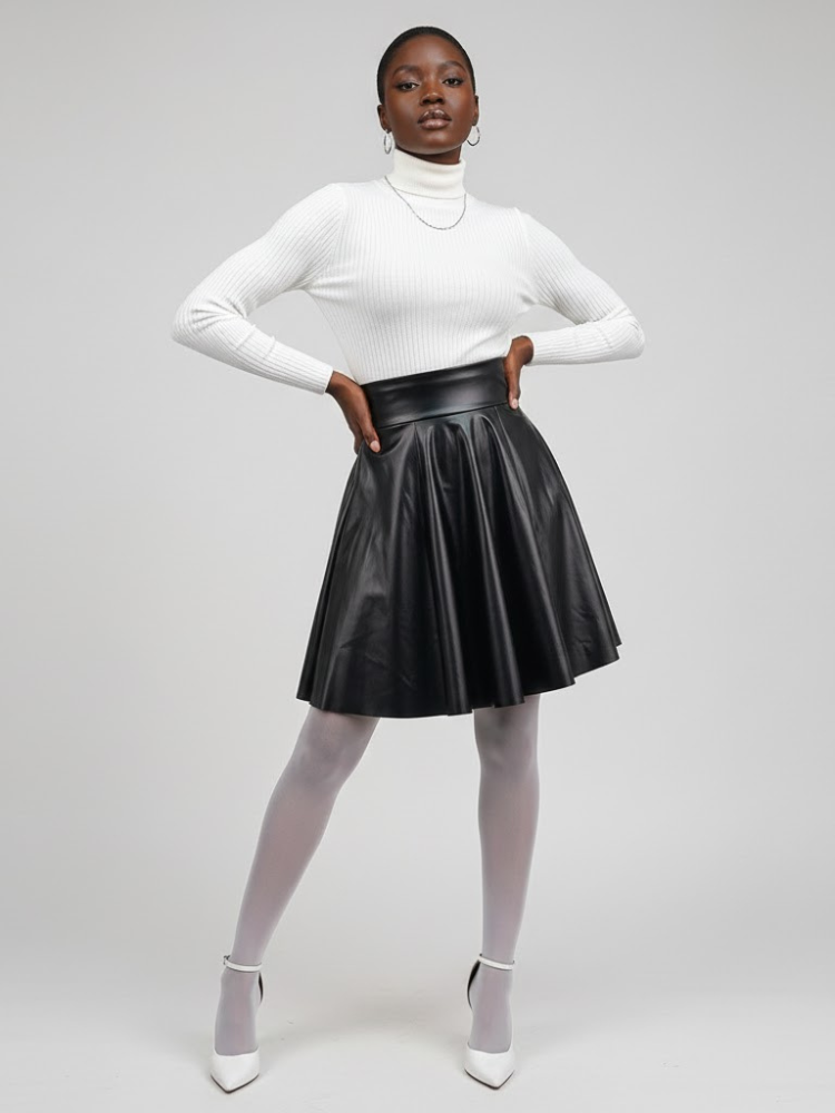Black Vegan Leather Circle Mini Skirt SPRING: New Colección COUTURE in NOLITA - BYMANYC ® New York
