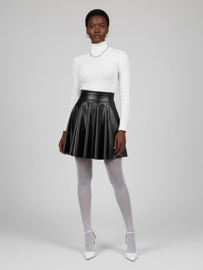 Black Vegan Leather Circle Mini Skirt SPRING: New Colección COUTURE in NOLITA - BYMANYC ® New York