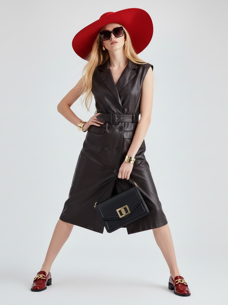 Black Vegan Leather Long Vest MOTT: New Colección COUTURE in NOLITA - BYMANYC ® New York