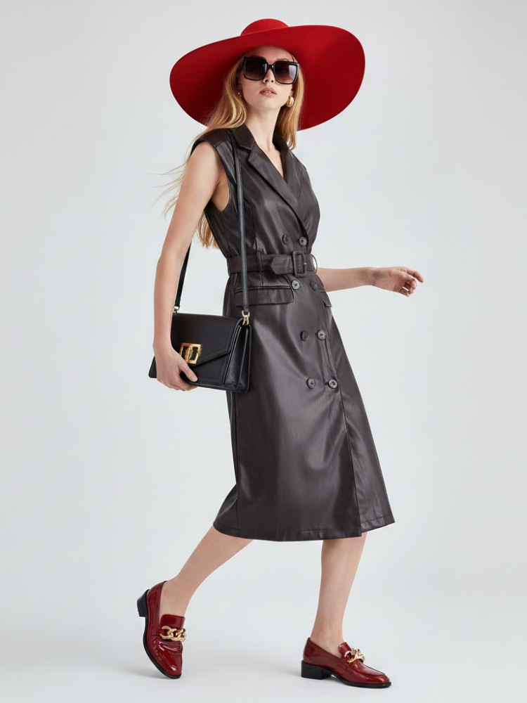 Black Vegan Leather Long Vest MOTT: New Colección COUTURE in NOLITA - BYMANYC ® New York