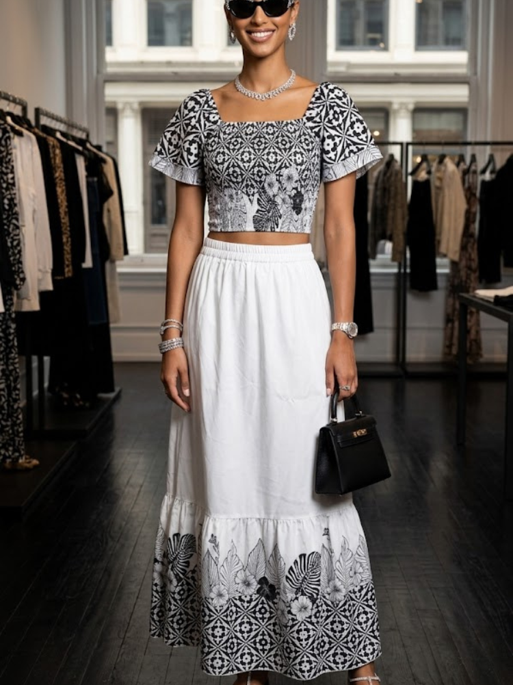 Black and White Geometric Print Two-Piece Set HUDSON New Collection FASHION BYMANYC ® New York