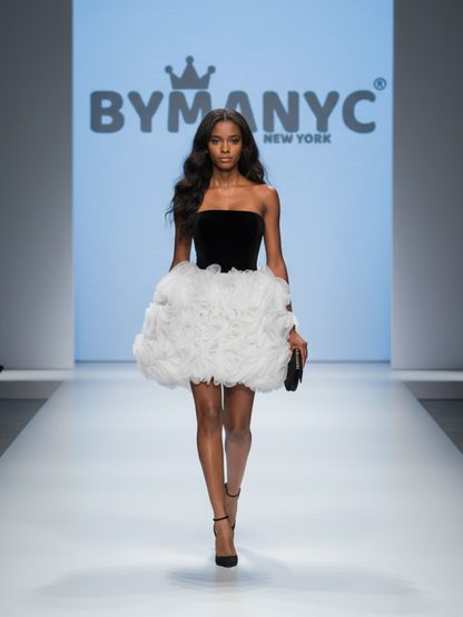 Black and White Mini Party Dress NOMAD: Prêt-À-Porter Line BYMANYC ® New York