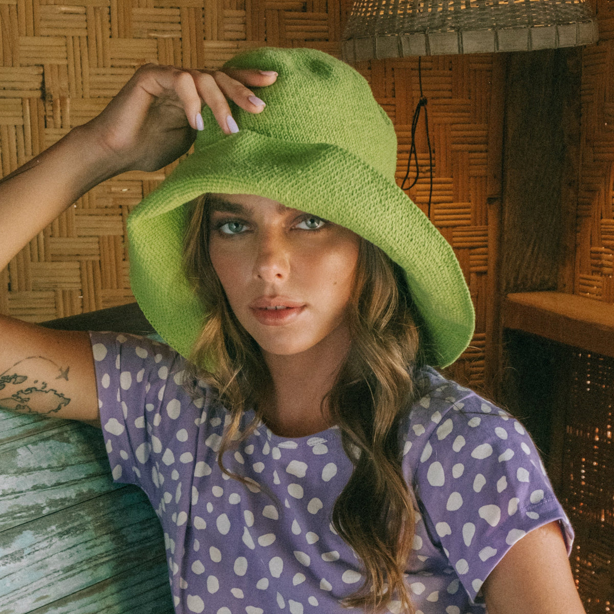 BLOOM Crochet Sun Hat in Lime Green
