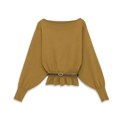 Boat Neck Knit Sweater With Belt TRIBECA New Collection FASHION BYMANYC ® New York