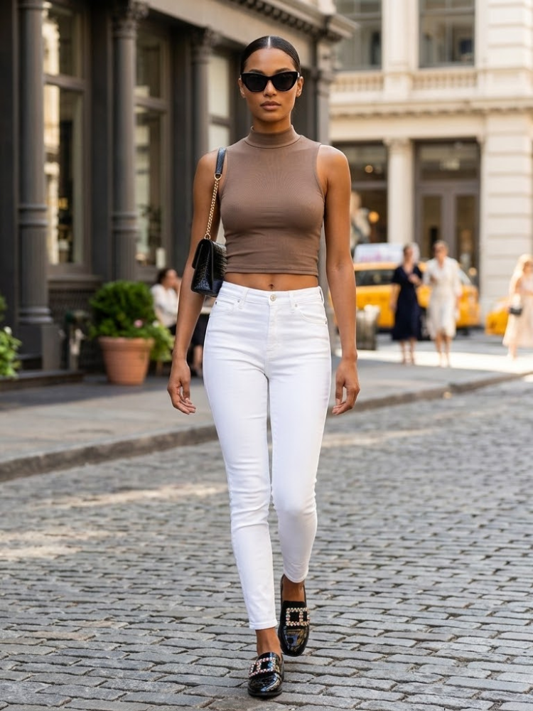 Brown MURRAY Mock Neck Tank Top Prêt-À-Porter BYMANYC ® New York