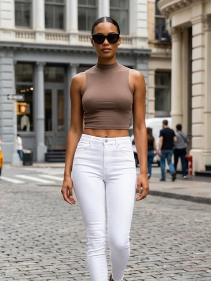 Brown MURRAY Mock Neck Tank Top Prêt-À-Porter BYMANYC ® New York