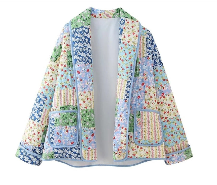 Women's Quilted Jacket Patchwork Pastel Floral BYMANYC ® New York CONTEMPORARY FRESH BOHO OUTERWEAR - New Collection