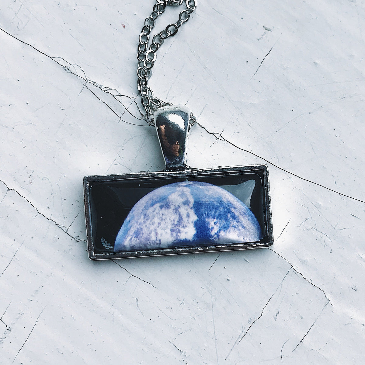 CLEARANCE Planetary Society LightSail Rectangle Necklace - Earth