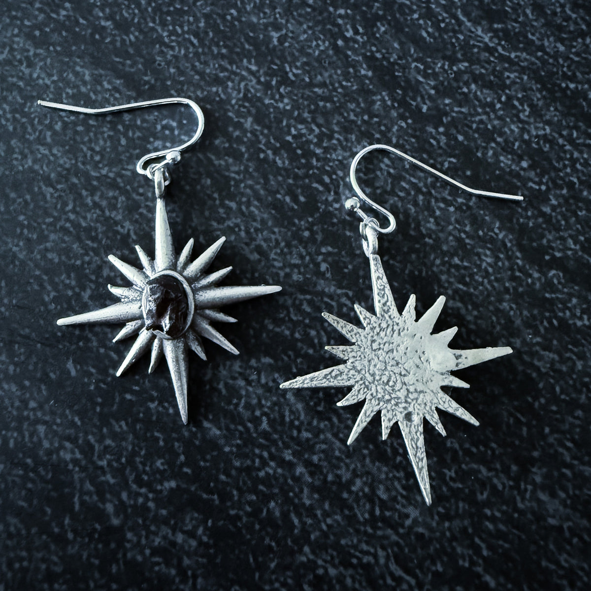 Supernova Starburst Dangle Earrings With Authentic Meteorite