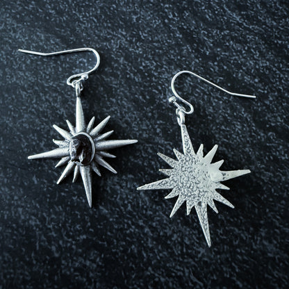 Supernova Starburst Dangle Earrings With Authentic Meteorite