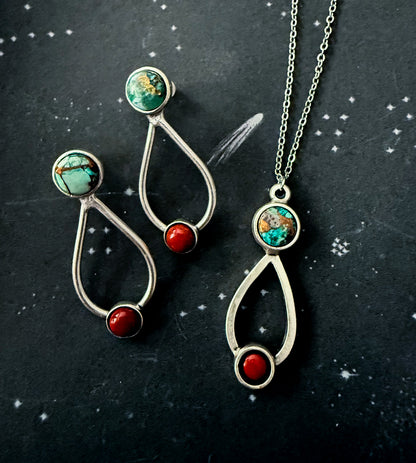 Journey to Mars Jewelry Set - Copper Chrysocolla Earth and Red Jasper Mars