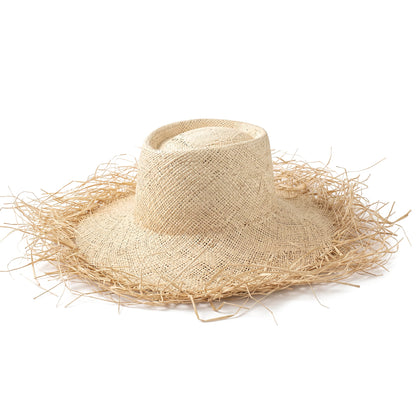 The Catalina Frayed Straw Sun Hat in Beige