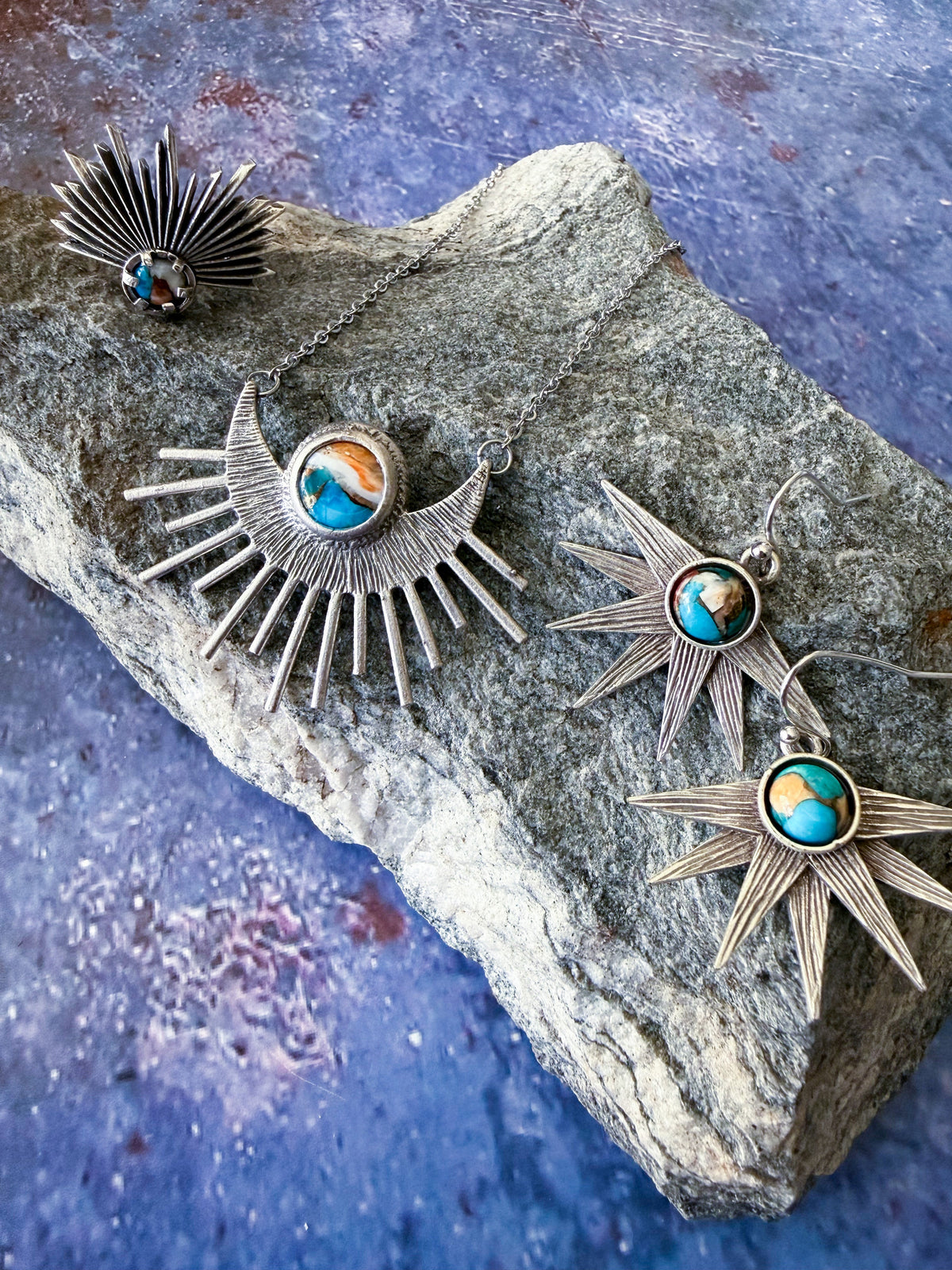 Sun Goddess Jewelry Set With Copper Oyster Turquoise