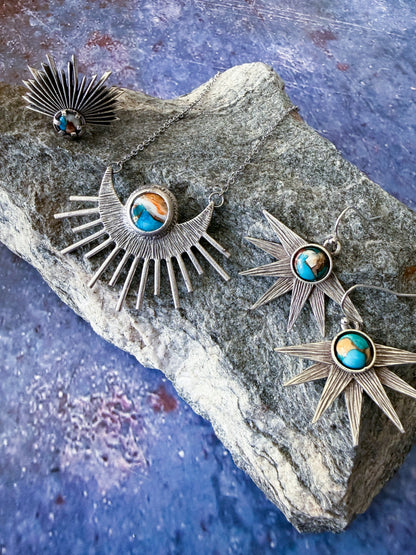 Sun Goddess Jewelry Set With Copper Oyster Turquoise