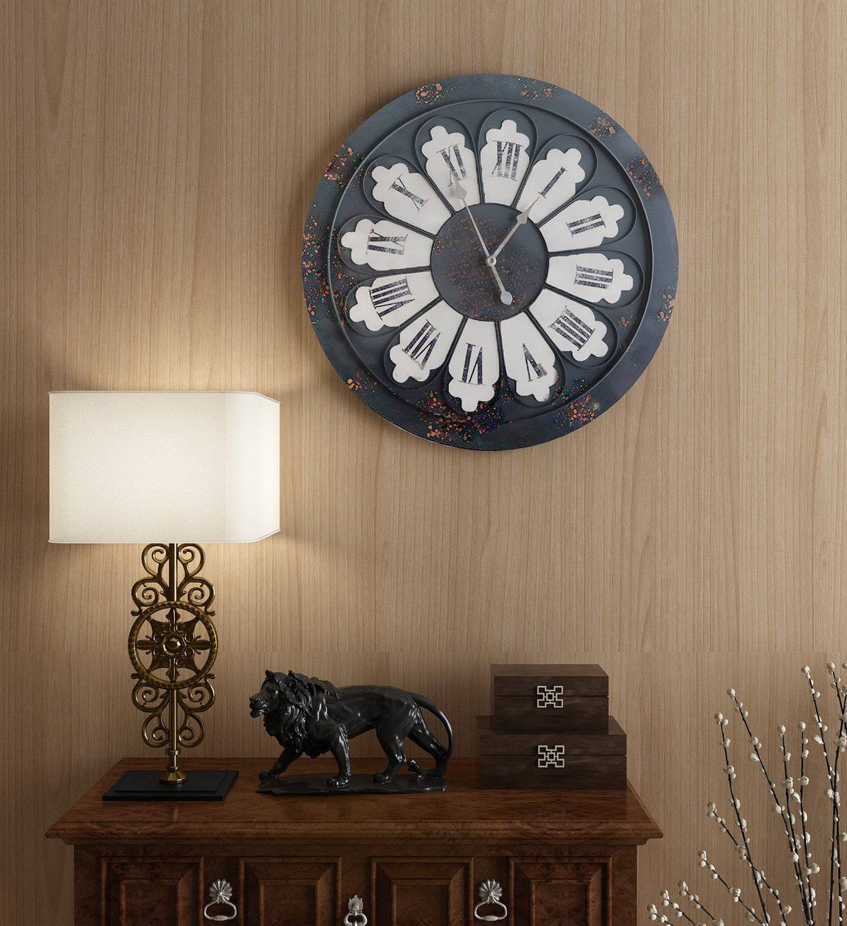 Wall Clock - Antique London Iron Wall Clock, Bold Roman Number