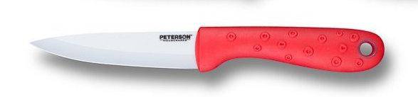 CERAMIC KNIFE: Red Soft Touch Handle; White Ceramic Blade ... 5" Blade