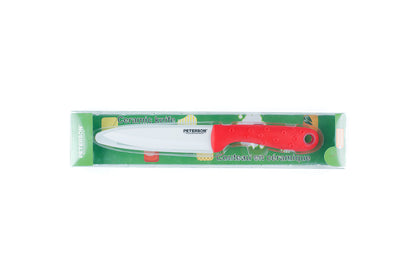 CERAMIC KNIFE: Red Soft Touch Handle; White Ceramic Blade ... 5" Blade