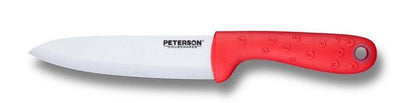CERAMIC KNIFE: Red Soft Touch Handle; White Ceramic Blade ... 6" Blade