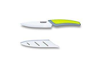 CERAMIC KNIFE: Green+Grey Soft Touch Handle; White Ceramic Blade ... 5" Blade