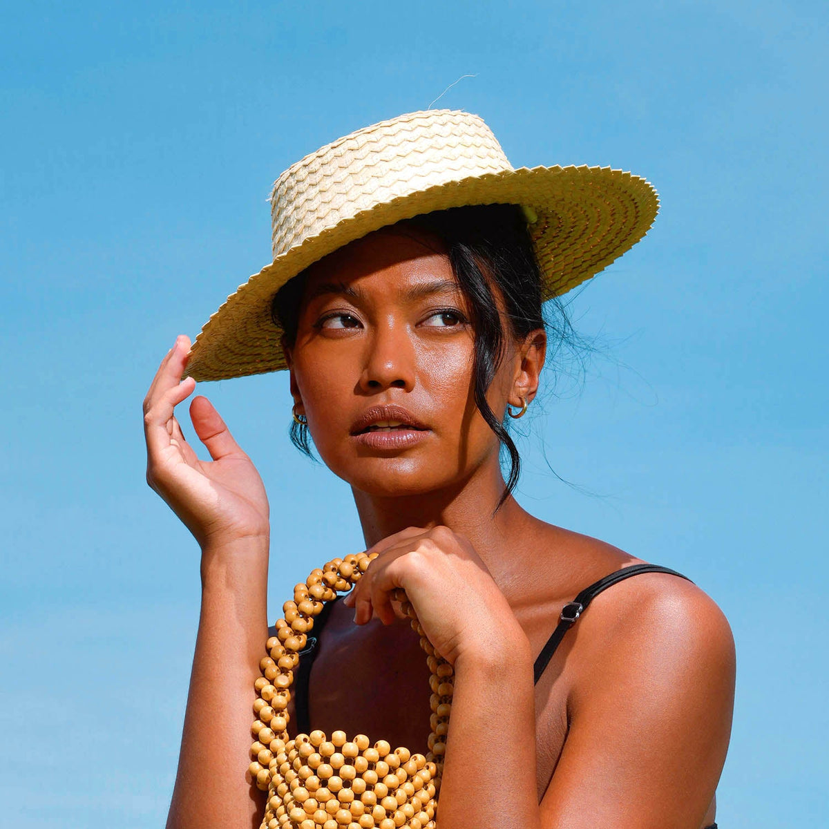 The Celeste Woven Straw Hat in Beige