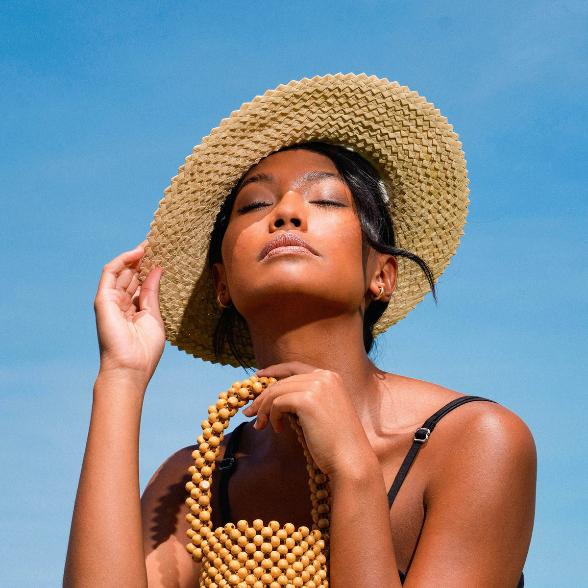 The Celeste Woven Straw Hat in Beige