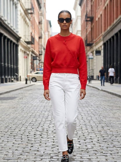 CHELSEA Women's Asymmetric Button Sweater Prêt-À-Porter BYMANYC ® New York