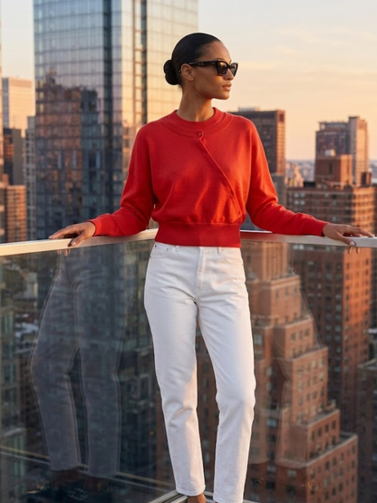 CHELSEA Women's Asymmetric Button Sweater Prêt-À-Porter BYMANYC ® New York