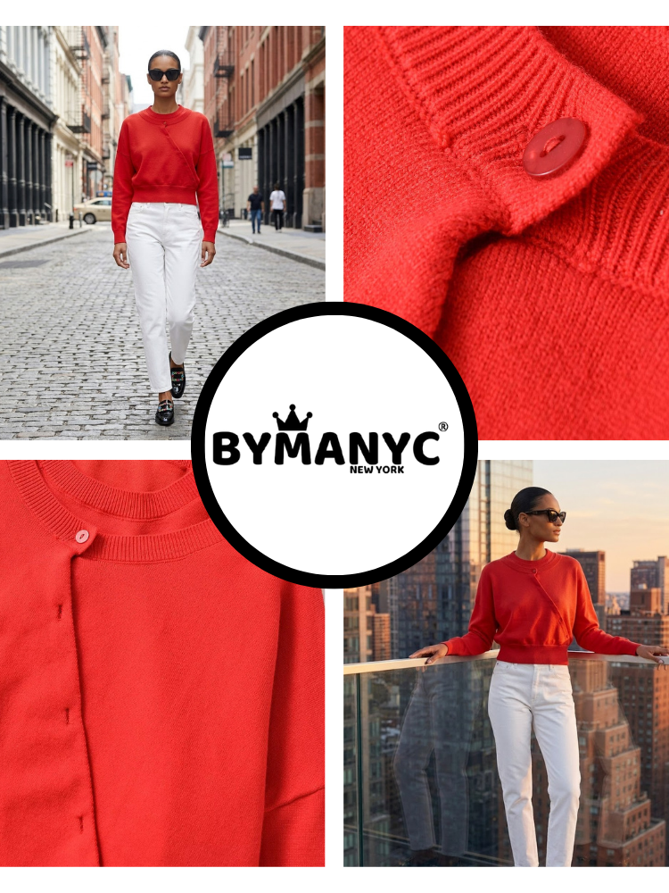 CHELSEA Women's Asymmetric Button Sweater Prêt-À-Porter BYMANYC ® New York