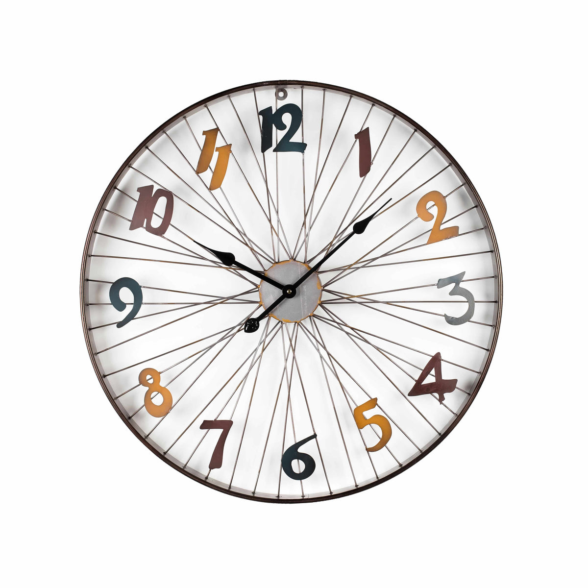 Wall Clock - Modern Metal Wall Clock, Coloured Roman Number