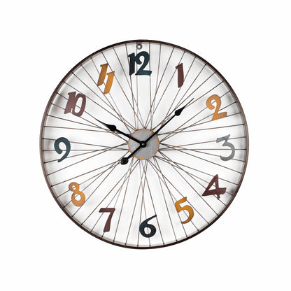 Wall Clock - Modern Metal Wall Clock, Coloured Roman Number