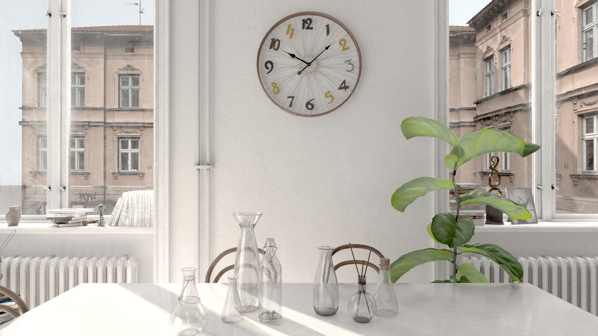 Wall Clock - Modern Metal Wall Clock, Coloured Roman Number